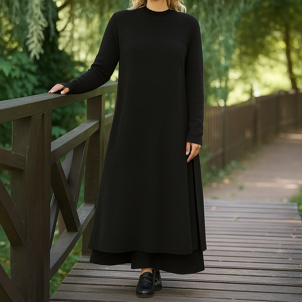 Oversized gebreide kanten jurk