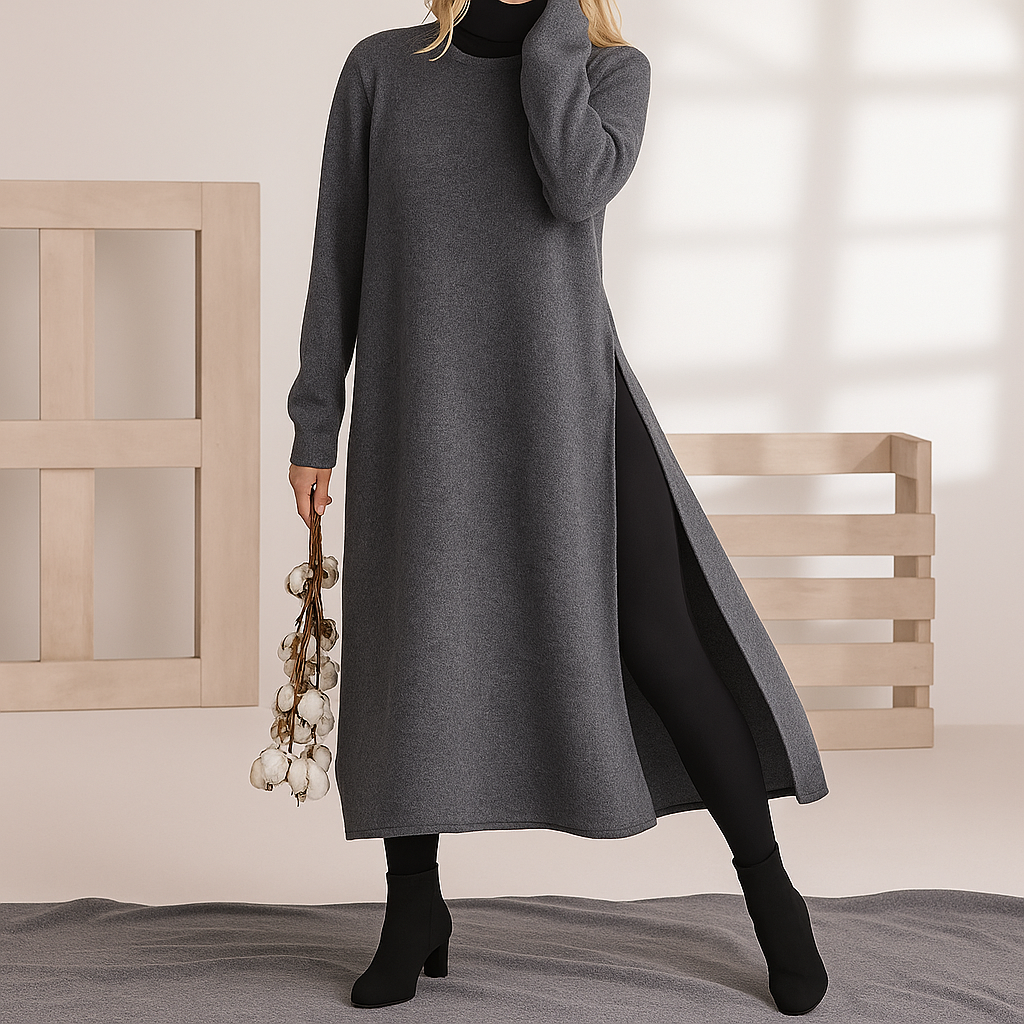 Oversized gebreide kanten jurk